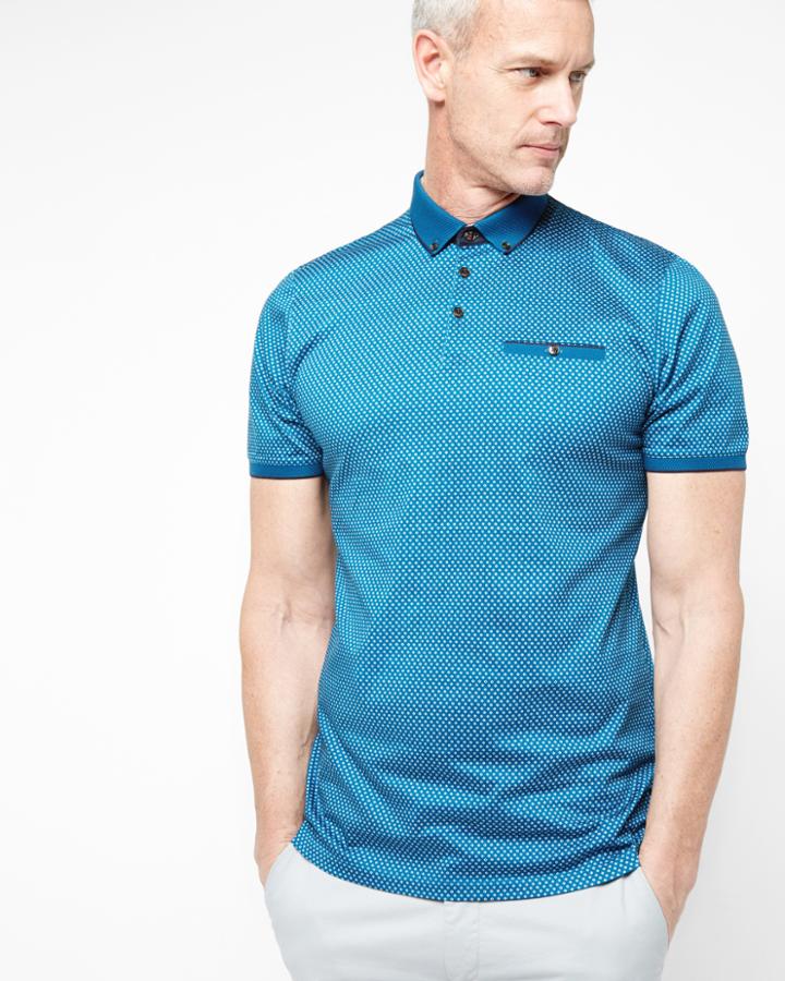 Ted Baker Geo Print Cotton Polo Shirt