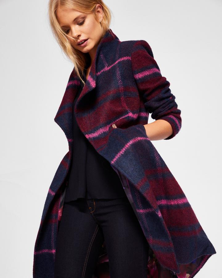 Ted Baker Check Long Wrap Coat