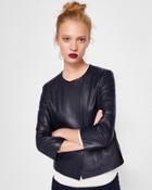 Ted Baker Leather Collarless Jacket