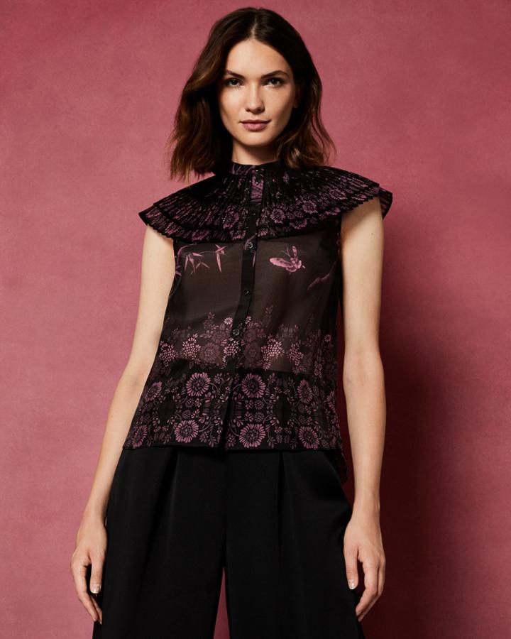 Ted Baker Orient Ruffle High Neck Top