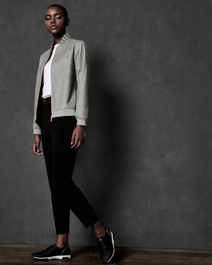 Ted Baker Pleat Neck Mockable Bomber Jacket