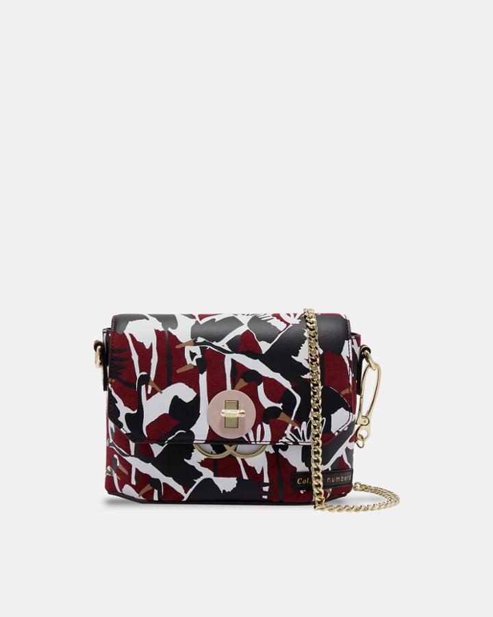 Ted Baker Suede Crane Print Cross Body Bag