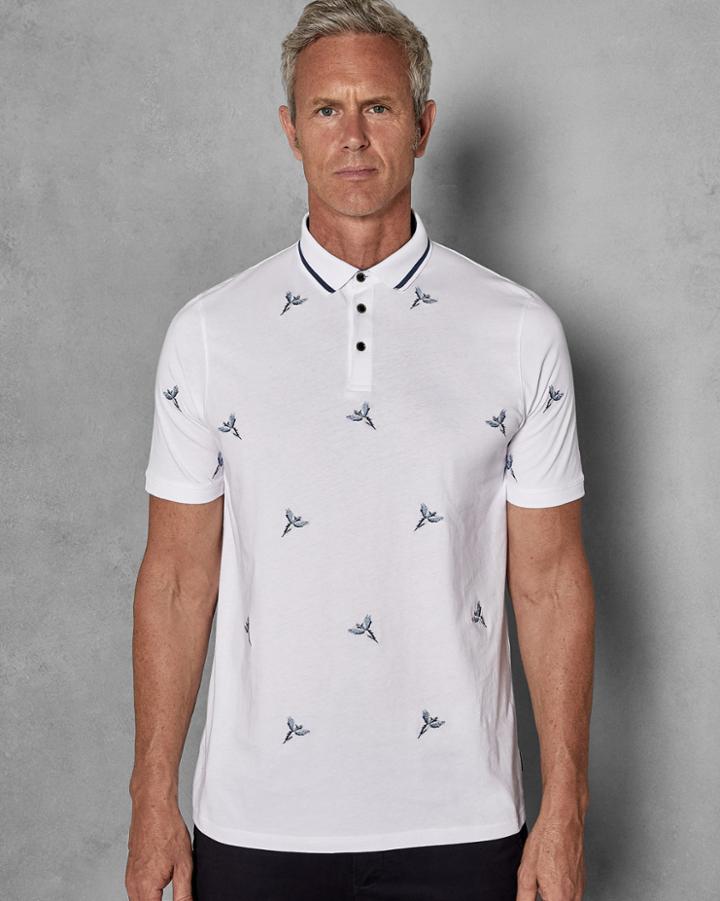 Ted Baker Bird Embroidered Cotton Polo Shirt