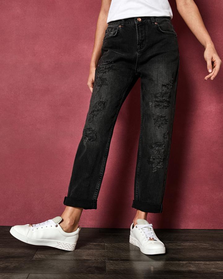 Ted Baker Abrasion Studded Boyfriend Jeans