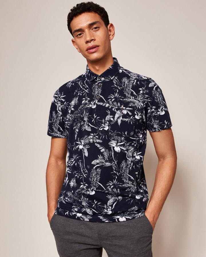 Ted Baker Printed Cotton-blend Polo