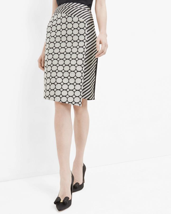 Ted Baker Stripe And Circle Asymmetric Skirt