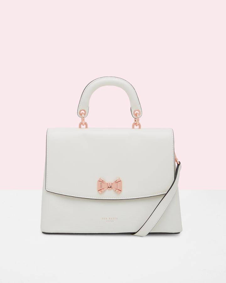 Ted Baker Curved Bow Leather Lady Bag Ivory