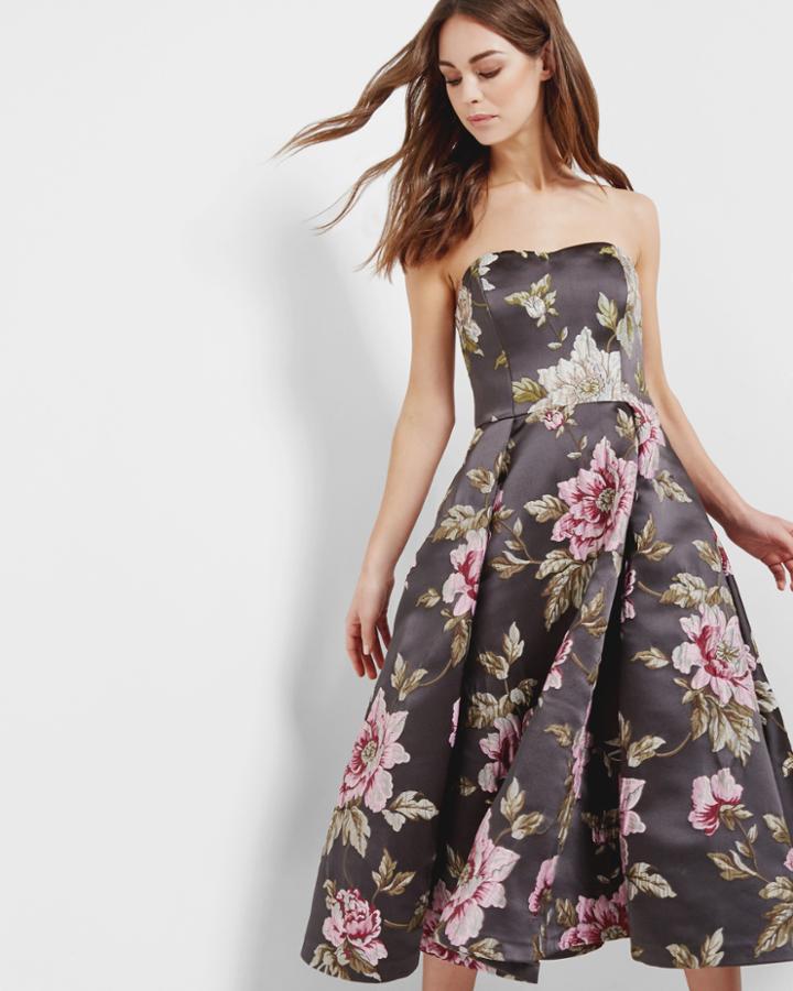 Ted Baker Floral Jacquard Full Midi Dress
