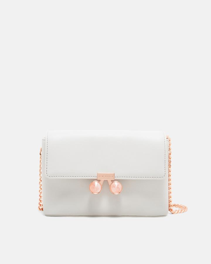 Ted Baker Embellished Lock Leather Cross Body Bag