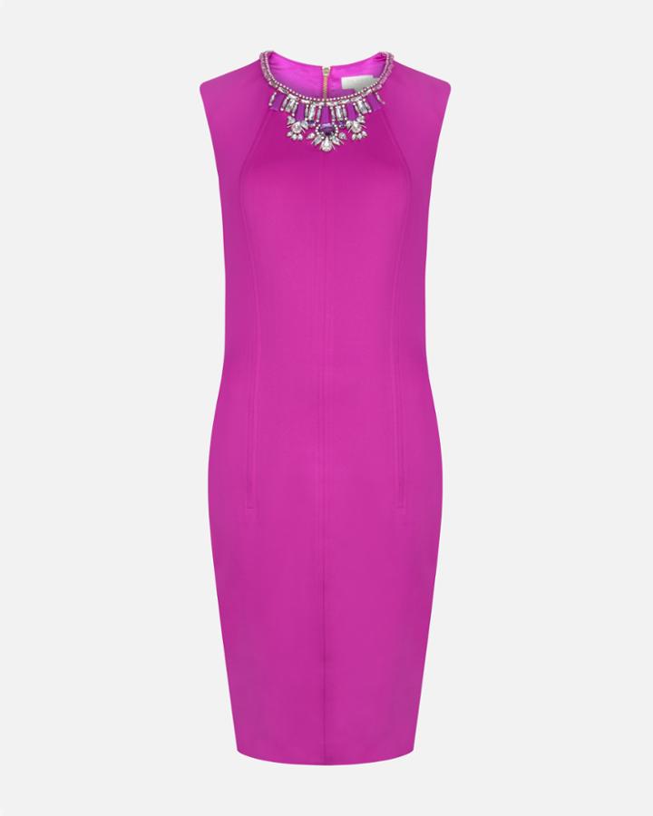 Ted Baker Embellished Bodycon Dress Pale