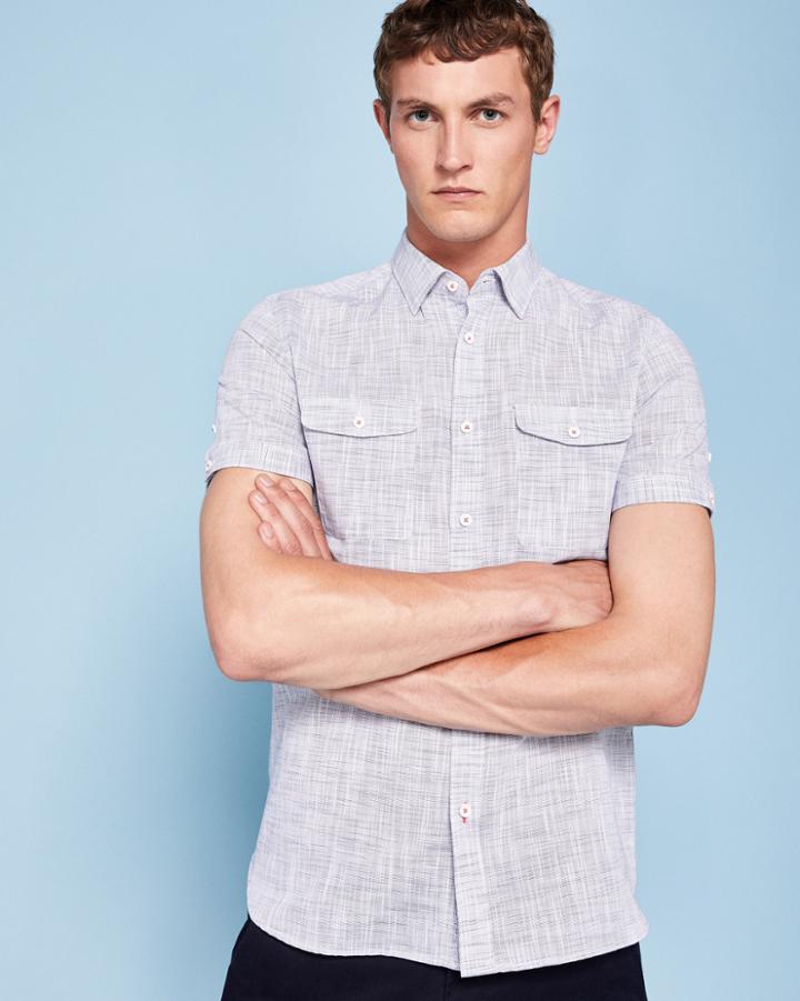 Ted Baker Textured Linen Short-sleeved Shirt