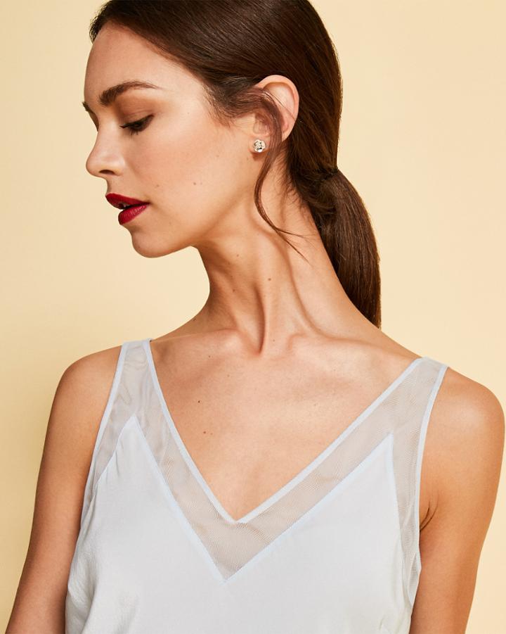 Ted Baker Silk Mesh Trim Cami Top Pale