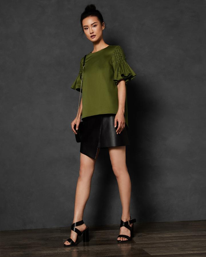 Ted Baker Smocked Sleeve Cotton Top