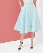 Ted Baker Burn Out Floral A-line Skirt Pale