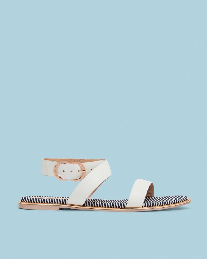 Ted Baker Flat Cross Strap Leather Sandals