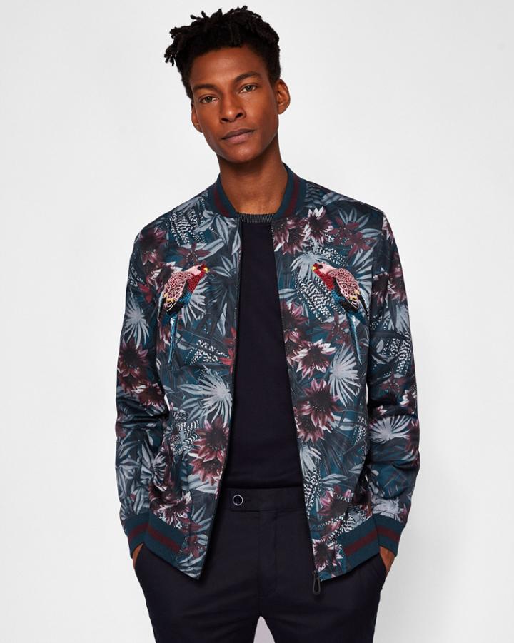 Ted Baker Embroidered Printed Bomber Jacket