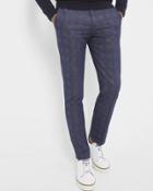 Ted Baker Checked Linen And Cotton-blend Trousers