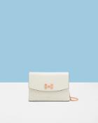 Ted Baker Curved Bow Leather Cross Body Bag Ivory