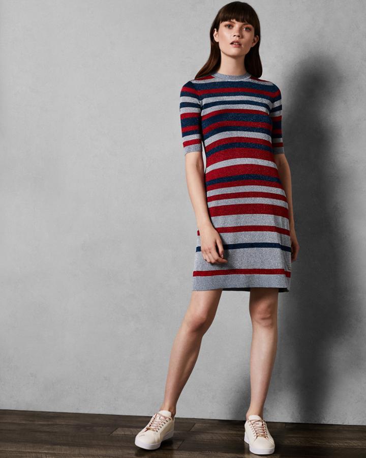 Ted Baker Lurex Striped Knit Dress