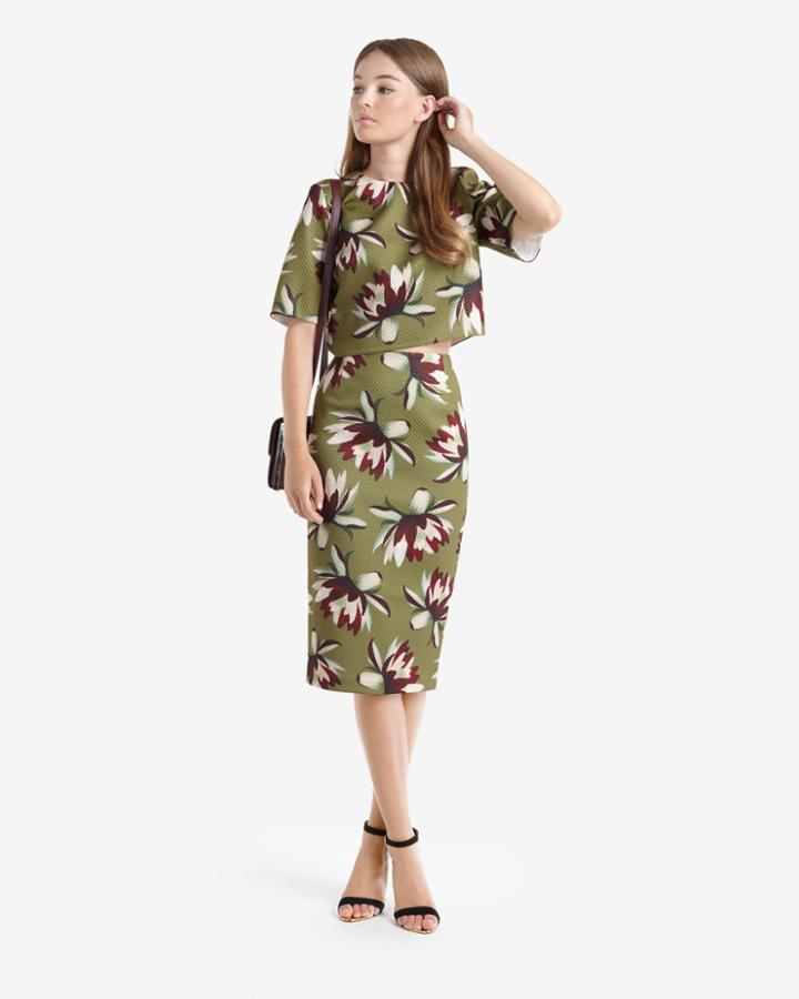 Ted Baker Waterlily Print Midi Skirt