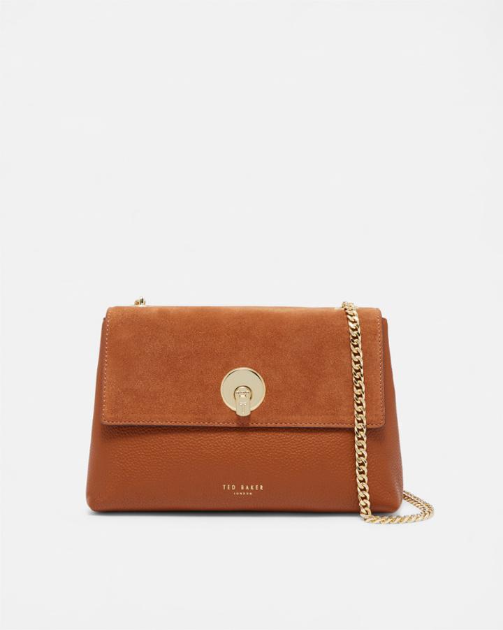 Ted Baker Circle Lock Suede And Leather Small Cross Body Bag