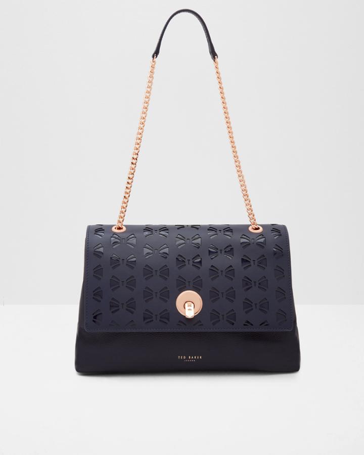 Ted Baker Cut-out Circle Lock Leather Shoulder Bag