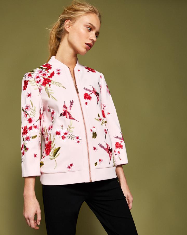 Ted Baker Soft Blossom Embroidered Bomber Jacket
