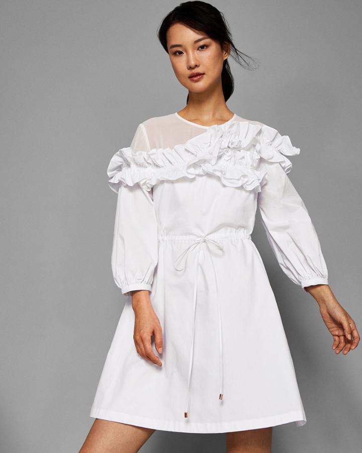 Ted Baker Ruffle Long Sleeve Cotton Dress