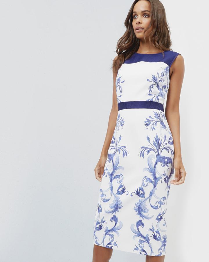 Ted Baker Persian Midi Dress Dark Blue
