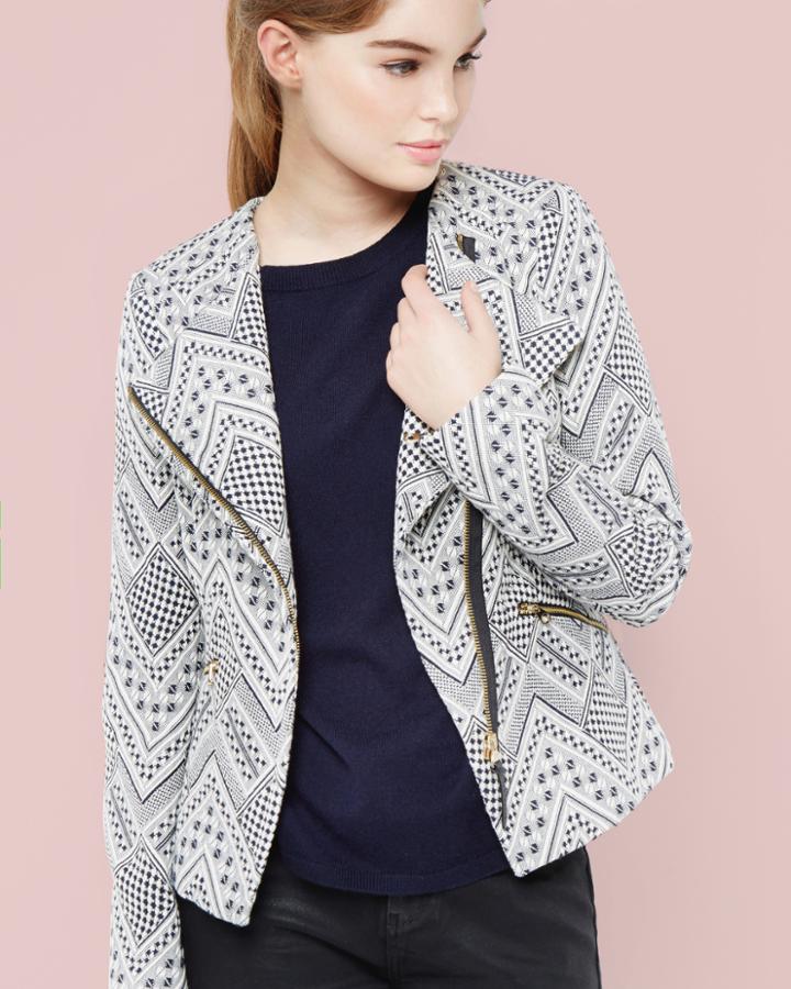 Ted Baker Jacquard Asymmetric Zip Jacket