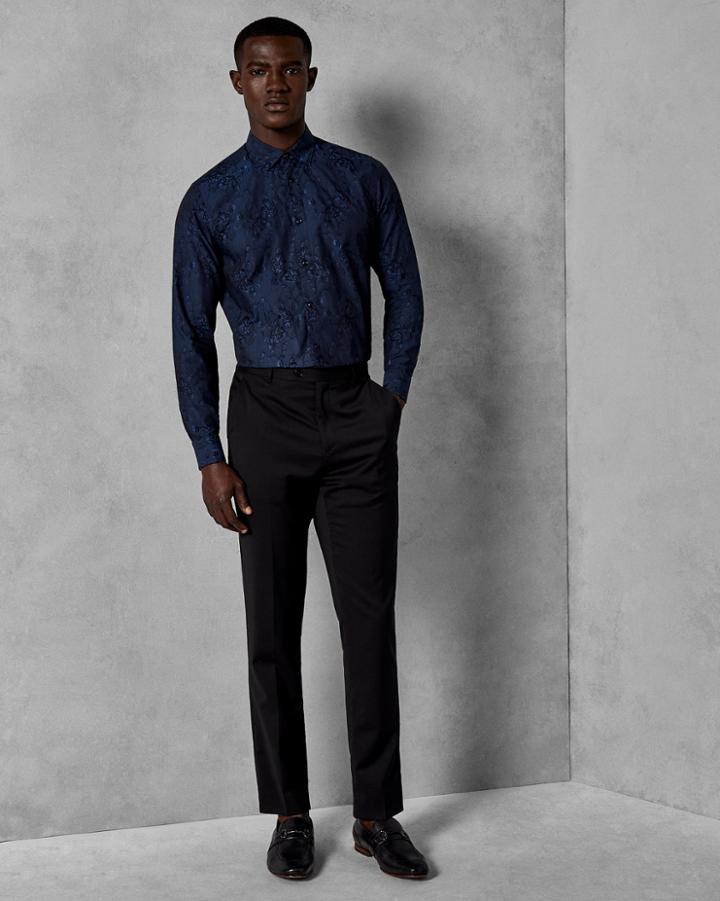 Ted Baker Cotton Floral Jacquard Shirt