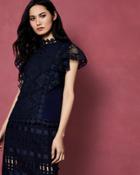 Ted Baker Mixed Lace Frill Sleeve Top