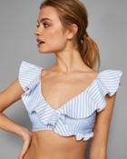 Ted Baker Striped Ruffle Bikini Top