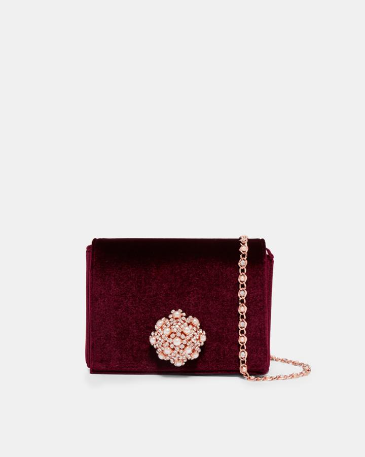 Ted Baker Brooch Detail Velvet Evening Bag