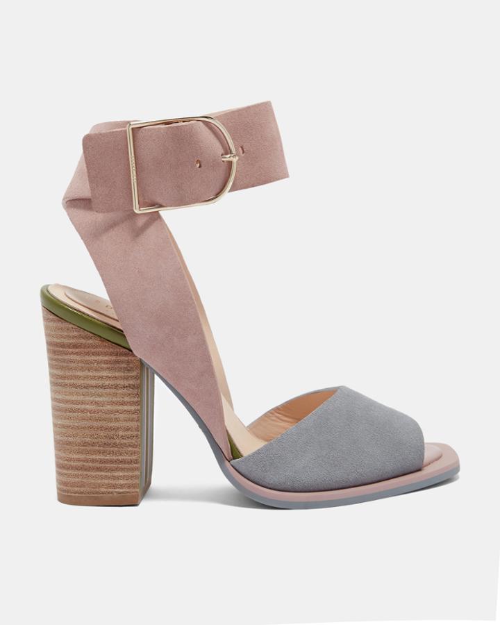 Ted Baker Suede Stripe Heel Detail Sandals