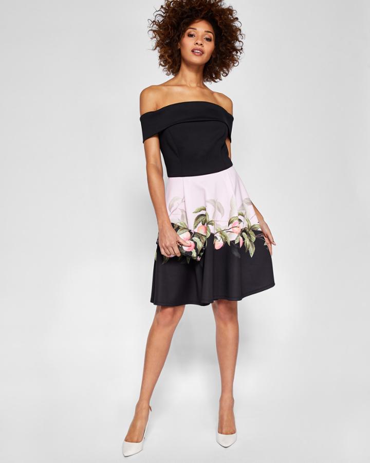 Ted Baker Blossom Bardot Dress Black