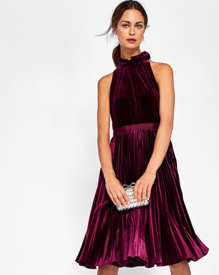 Ted Baker Pleated Velvet Midi Dress
