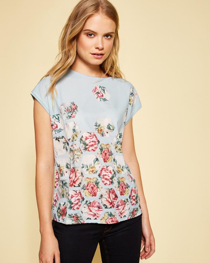 Ted Baker Patchwork Woven T-shirt Pale