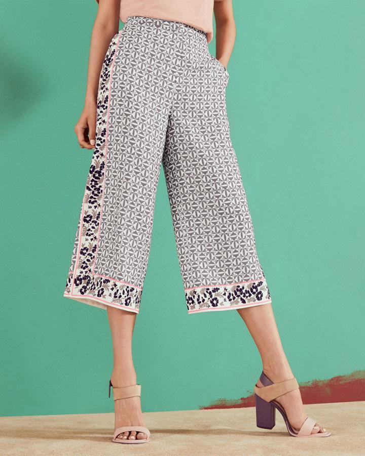 Ted Baker Geo Floral Print Wide Leg Pants Mid