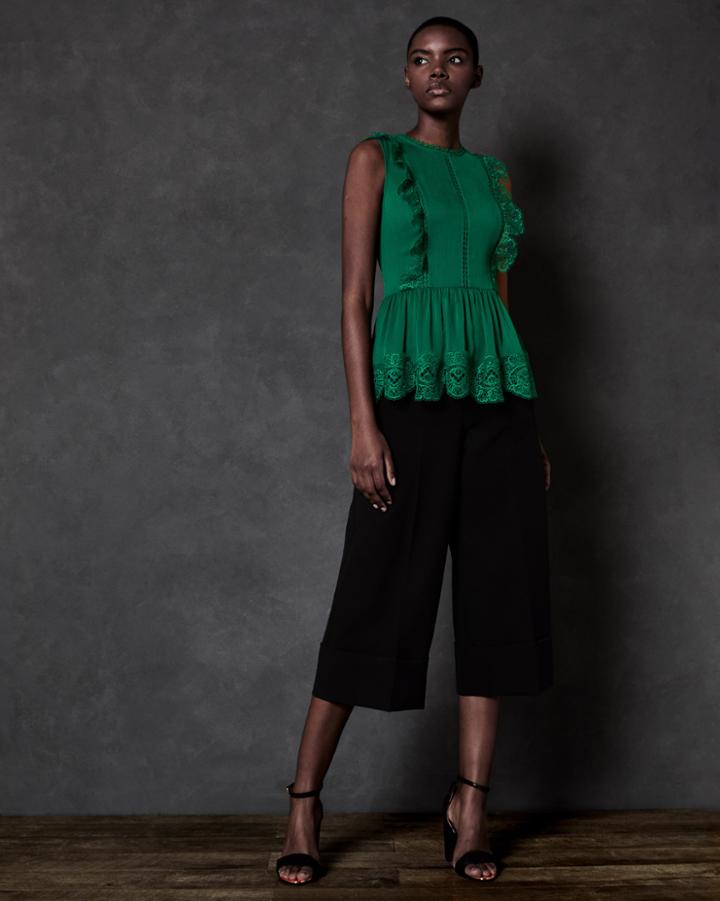 Ted Baker Mixed Lace Peplum Sleeve Top
