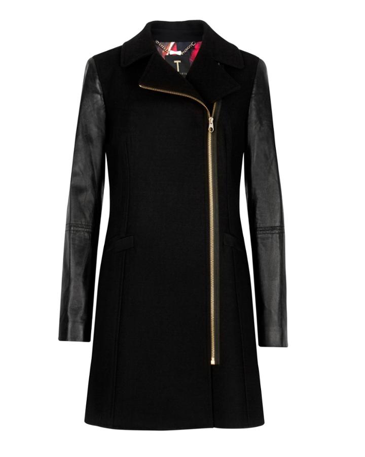 Ted Baker Leather Sleeve Coat