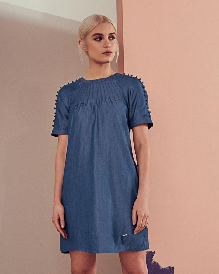 Ted Baker Button Detail Dress Mid Wash