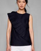 Ted Baker Ruffle Front Embroidered Top