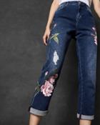 Ted Baker Floral Embroidered Boyfriend Jeans