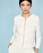 Ted Baker Scallop Detail Zip Up Jacket Ivory