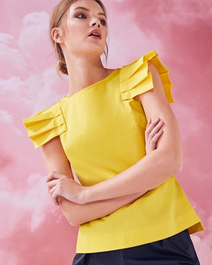 Ted Baker Frilled Shoulder Cotton-blend Top