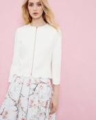 Ted Baker Scallop Trim Cropped Jacket Ivory