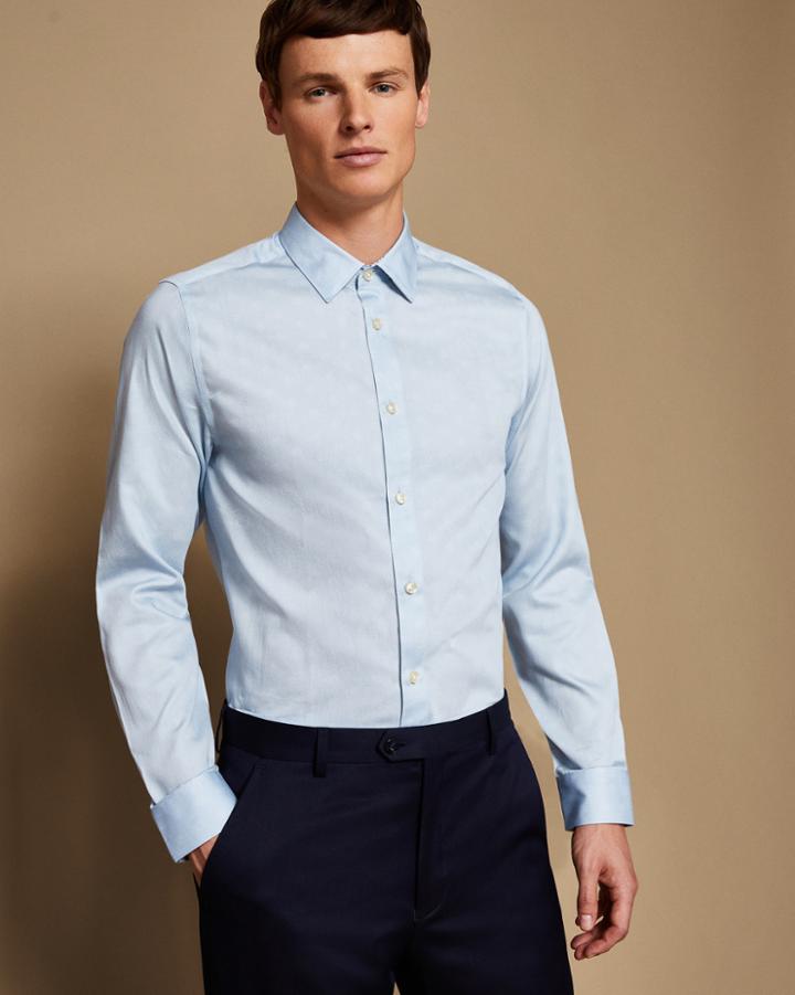 Ted Baker Phormal Tonal Print Cotton Shirt Pale