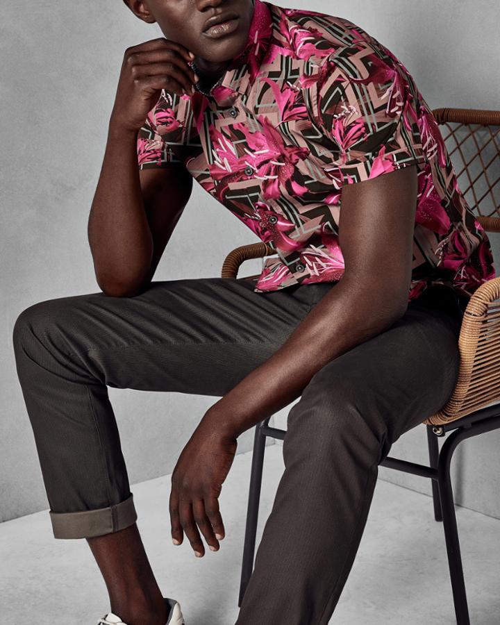 Ted Baker Geo Floral Print Cotton Shirt