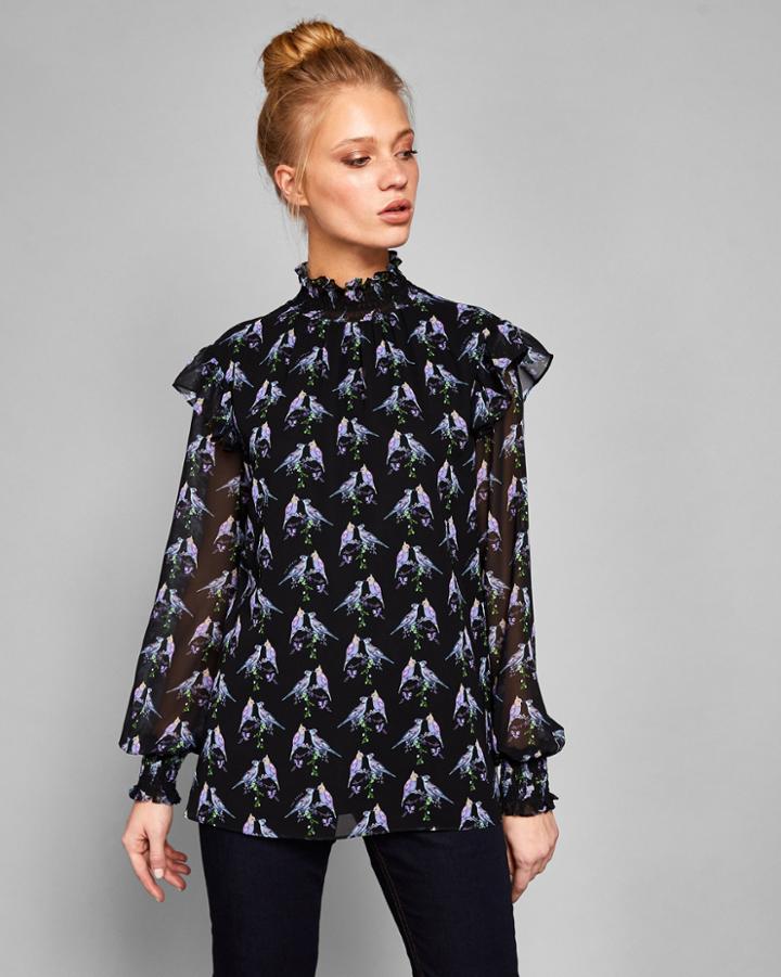 Ted Baker Love Birds Ruffle Blouse